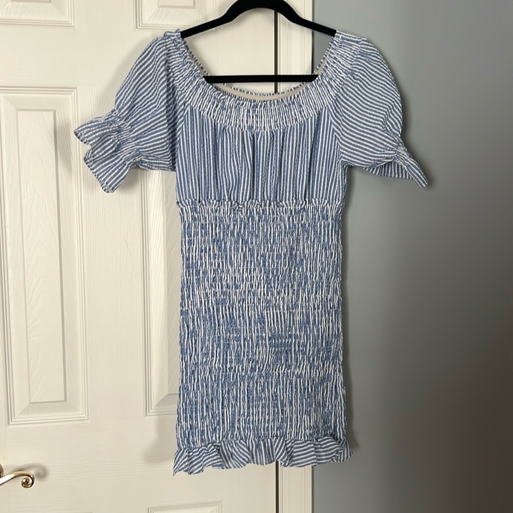 Women’s blue and white striped preppy summer dress